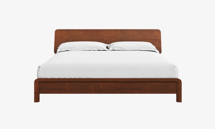 Sonno King Bed Frame Mocha Walnut Front View.