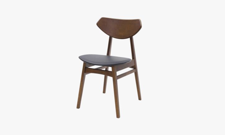 Product photo Clifton dining chair caramel oak in black leather angle photo.