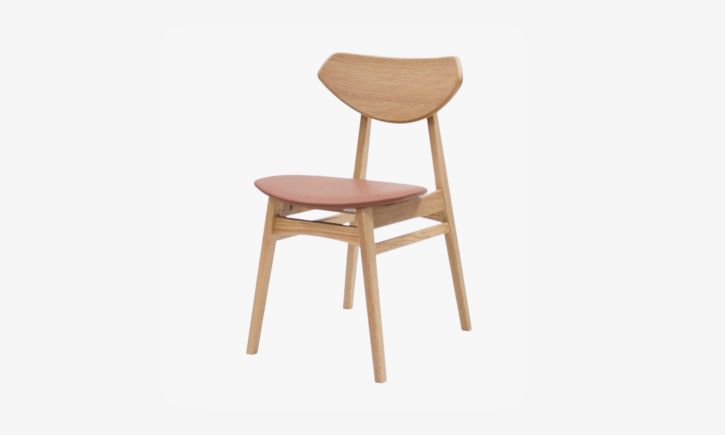 Clifton dining chair oak brown leather angle photo.
