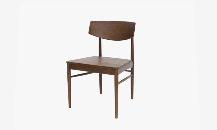 Product photo Edith dining chair in caramel oak angle photo.