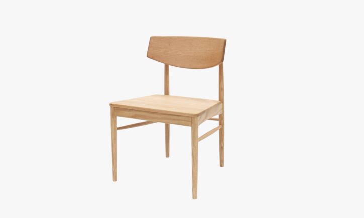 Edith dining chair oak angle photo.