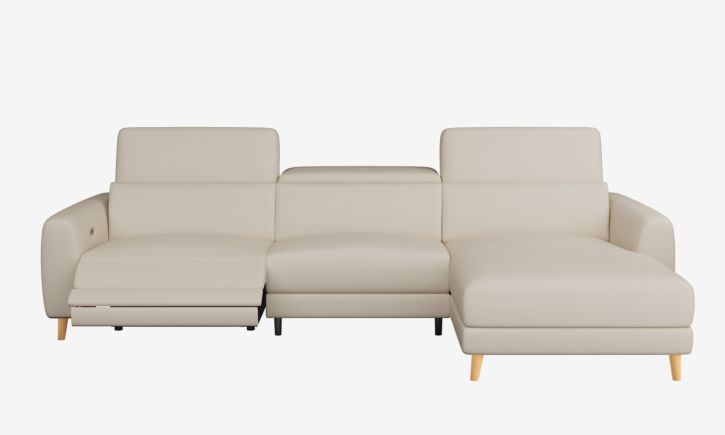 Product photo of Hampton L-Shaped Chaise Sofa in Rio Light Taupe Leather Front View