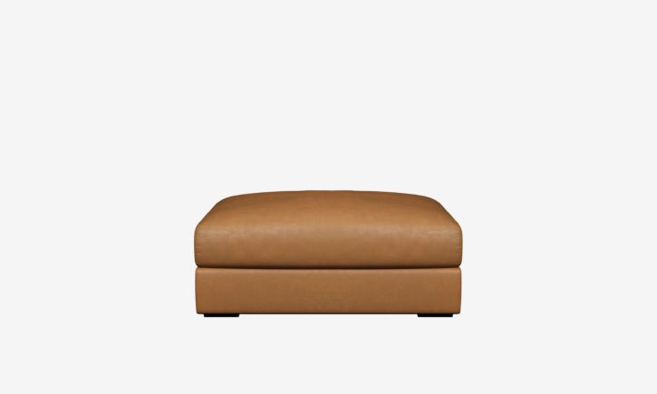 Product photo of Melo ottoman wide leather chest tan front view.