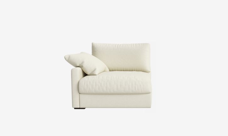 Product photo of Melo Side 1.5 Seater Sofa in Easy Clean Fabric White Front View