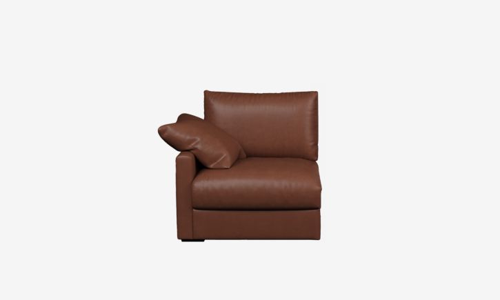 Product photo of Melo Side 1 Seater Sofa - Leather in Natural Brown Front View