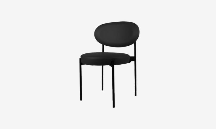 Product photo of Sol Dining Chair in Black Genuine Leather Front Angled View