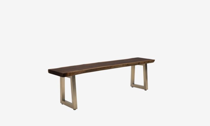 Product photo of Ralph Bench made with Solid American Black Walnut Wood paired with Brass Bench Legs