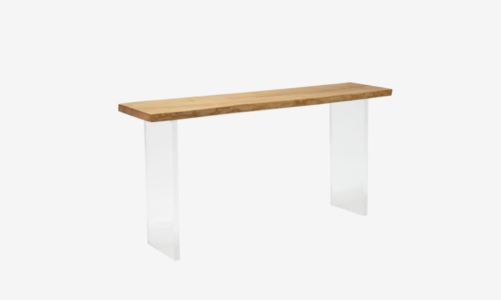 Ralph Console Table made with American Ashwood Solid Wood paired with Acrylic Console Legs