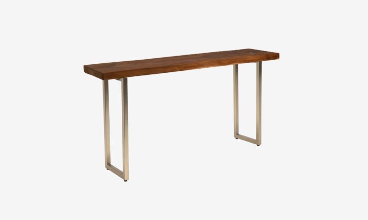 Ralph Console Table made with Indonesian Teak wood paired with Square Console Legs Brass