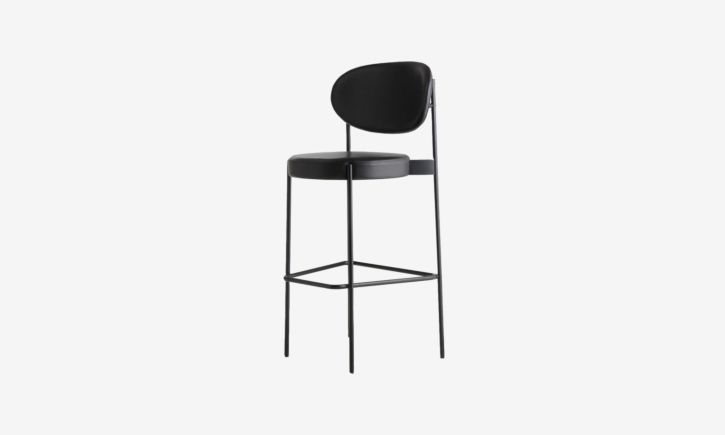 Product photo of Sol Barstool in Leather Black Front Angled View