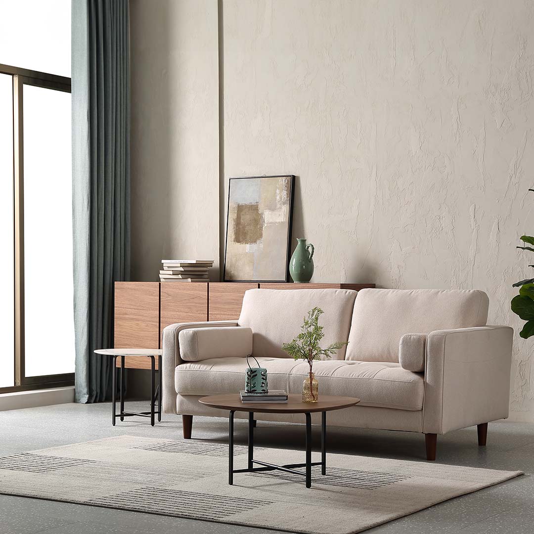 Lifestyle photo of Hugh 2 Seater Sofa in Fabric in Living Room