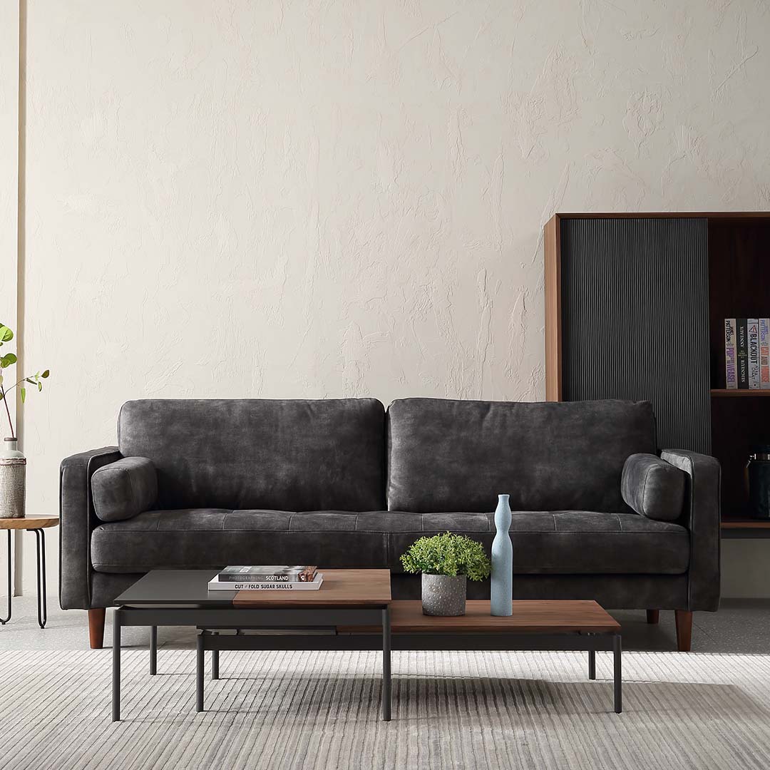 Lifestyle photo of Hugh 3 Seater Sofa in Velvet in Living Room