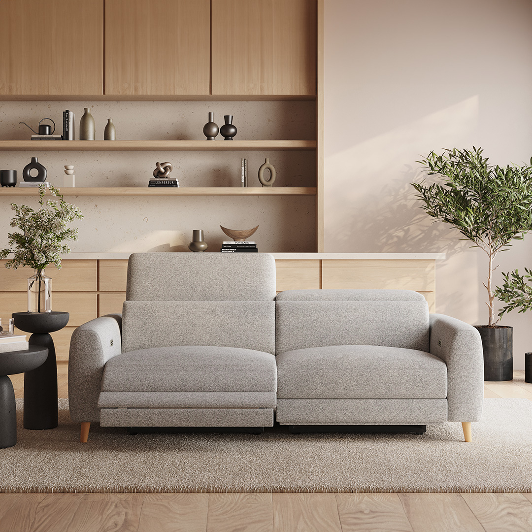 Lifestyle photo of Hampton 3 Seater Sofa in Easy Clean Fabric in Stone